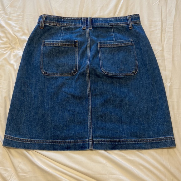 Draper James Denim Skirt Sz 12 Blue A-Line Front Pocket Classic Preppy - Picture 3 of 11